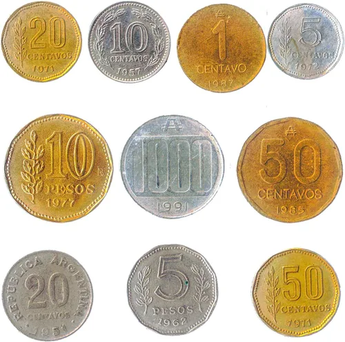 Vista 4 de Argentina 10 Monedas Mixtas de Novedad Cabeza de la Libertad Sol de Mayo Token Mundial Monedas de Fantasía
