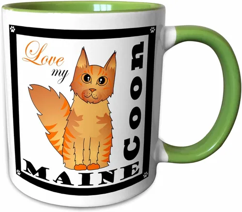 Vista 9 de 3dRose mug_35513_4 "Love My Maine Coon Cat - Red Tabby" - Taza negra de dos tonos, 11 onzas, multicolor