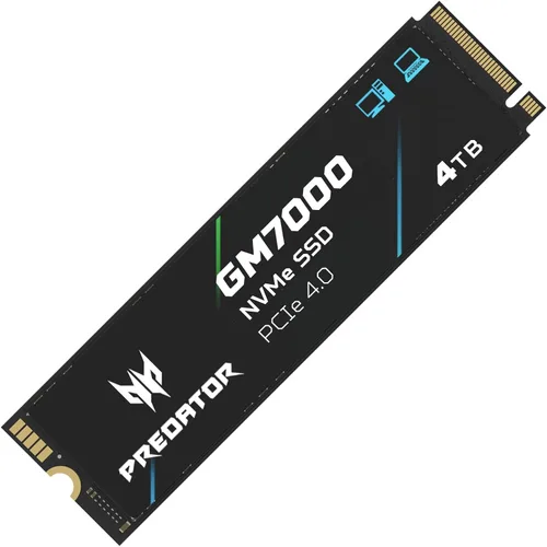 Vista 9 de Predator M.2 SSD 2TB GM7000 con caché DRAM NVMe 1.4 2280 PCIe Gen4×4 Ultra alta velocidad (lectura máxima: 7400MB/s, escritura máxima: 6700MB/s) SSD
