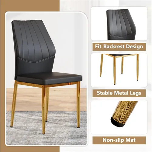 Vista 4 de Set of 4 Dining Chairs with Ergonomic Shell-Pattern Backrest, 37 Inches High - Tech Fabric Comfort for Dining Room, Kitchen, and Table & Chair