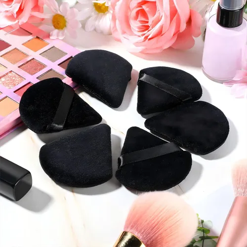 Vista 6 de Meanplan 100 esponjas de maquillaje suaves triangulares para la cara, esponjas de maquillaje suaves para terciopelo suelto, base cosmética, esponja