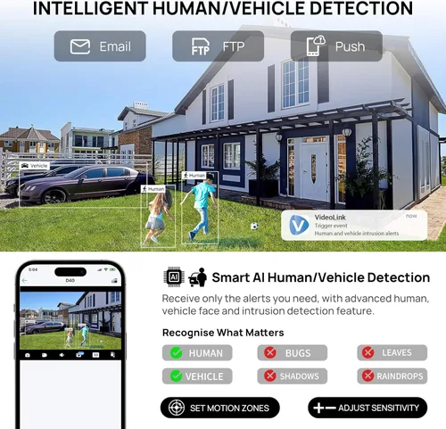 Vista 5 de Cámara IP PTZ de 8 MP para exteriores con micrófono integrado, zoom óptico 4X, zoom digital de 16X, inclinación panorámica con visión nocturna IR