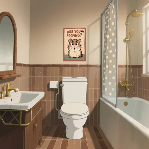 Vista 6 de BYZCLUBERI Retro Hamster Are You Pooping? Wall Decor - Camera Element Rodent Bathroom Art, Unique Hamster Decor in Bathroom, 8x12 Inch