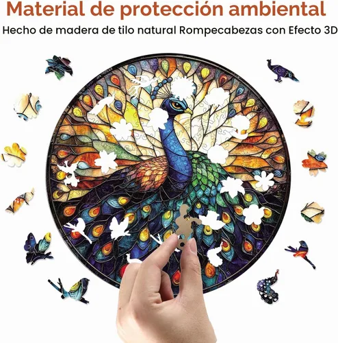 Vista 5 de Qiuenisray Rompecabezas de madera de 200 piezas, rompecabezas de colibrí de Flor Pájaro