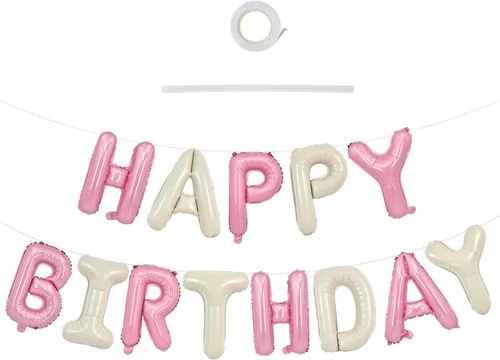 Vista 82 de TONIFUL Pancarta de Globos Negros de Feliz Cumpleaños de 16 Pulgadas con Letras de Papel de Aluminio Mylar, Cartel Banderín Reutilizable