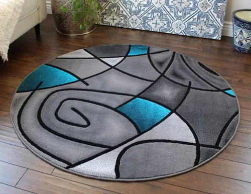 Vista 26 de Masada Rugs - Alfombra moderna contemporánea, color gris y negro