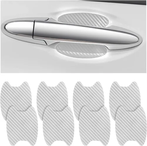 Vista 17 de Blilo 4 calcomanías protectoras universales de fibra de carbono para manijas de puerta, verde, textura de fibra de carbono, antiarañazos, fácil