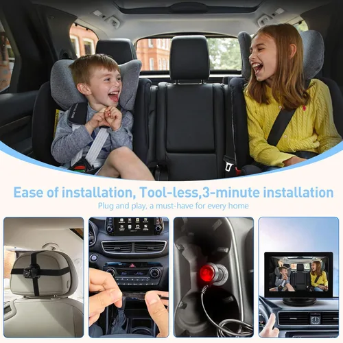 Vista 4 de Monitor de cámara de coche para asiento trasero - Espejo de coche para bebé - Cámara de seguridad para asiento trasero infantil con pantalla de 4.3