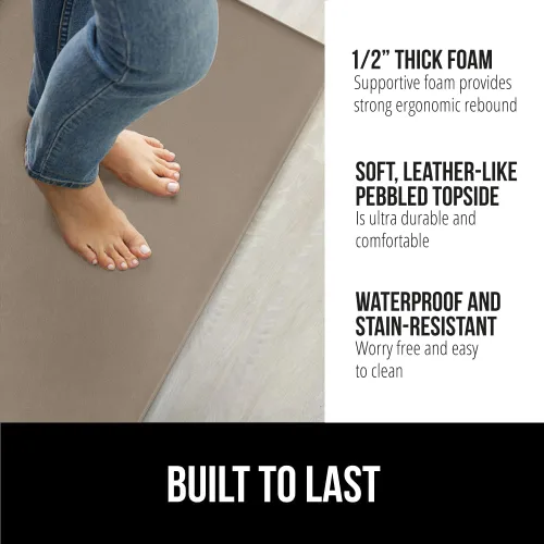 Vista 2 de GORILLA GRIP Paquete de 2 alfombrillas de cocina cómodas y acolchadas para el piso, 17x29 + 17x59, impermeables y resistentes a las manchas