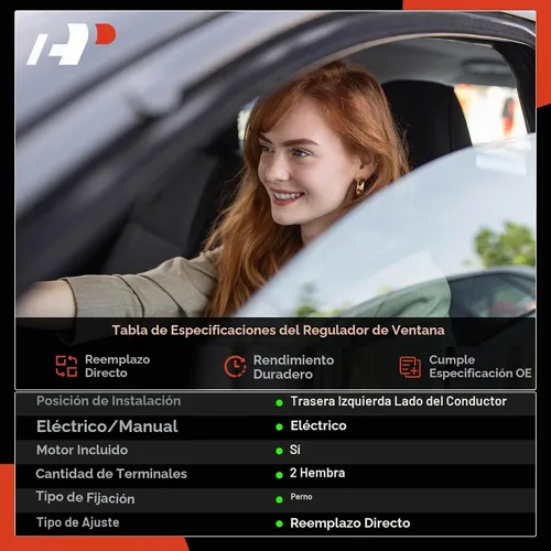 Vista 2 de A-Premium Elevalunas eléctrico del lado del conductor trasero con motor