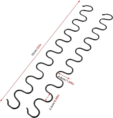 Vista 2 de Muelles de repuesto para sofá, 2 resortes de 22 pulgadas con 8 clips en S, kit de reparación de resortes de sofá de diámetro de alambre 4.0