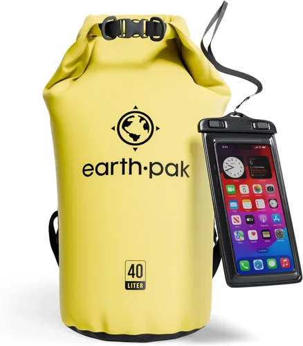 Vista 13 de Earth Pak Bolsa Seca Impermeable - Mochila Impermeable de Cierre Enrollable Superior Mantiene el Equipo Seco para Kayak con Funda Impermeable