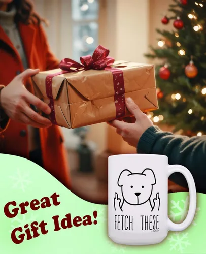 Vista 2 de ThisWear Fetch These Middle Finger Dog - Taza de café de 15 onzas, 1 15oz - Fetch