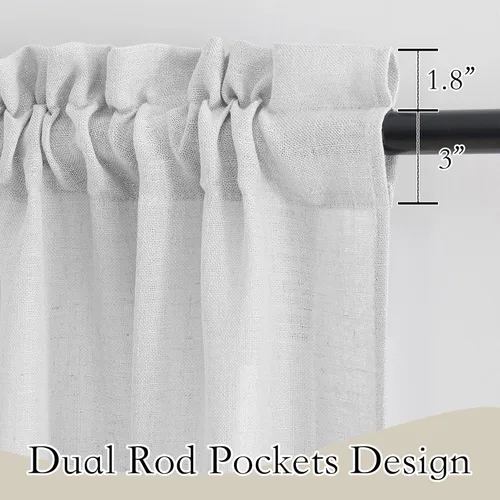 Vista 43 de RYB HOME Cortinas Cortas de Lino con Cenefas Swag - Niveles Semitransparentes para la Parte Superior de Ventanas, Decoración del Hogar con Filtrado