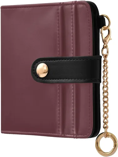 Vista 24 de Sinestour Black print Small Wallet for Women RFID Blocking Leather Bifold Small Purse with ID Window Card Holder Zipper Coin Pocket, Compact Credit