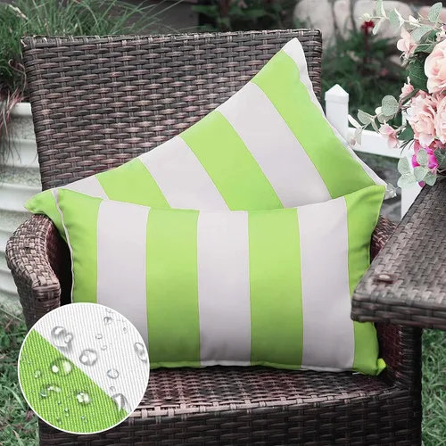 Vista 10 de WESTERN HOME WH - Juego de 2 fundas decorativas de cojín para exterior, a rayas, impermeables, de poliéster, para jardín, casa de campo moderna
