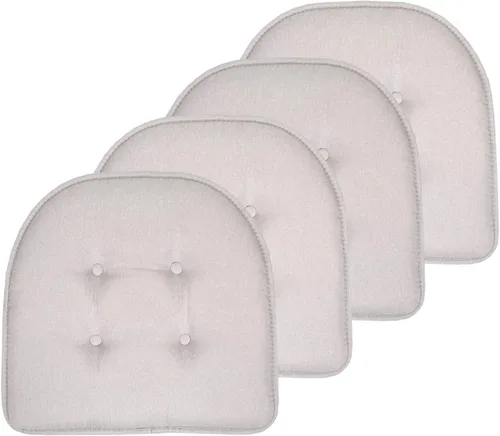 Vista 57 de Sweet Home Collection - Cojín de asiento de espuma viscoelástica y respaldo de caucho antideslizante con capitoné para silla, cojín en U, 17x16 Gris