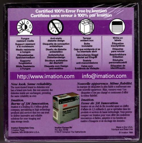 Vista 2 de Imation Corp 3.5 DSDD UFMT DISK 10PK (12042) (descontinuado por el fabricante), el embalaje puede variar