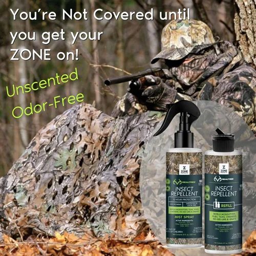 Vista 6 de Zone Realtree Picaridin - Repelente de insectos – Fórmula de cazador, espray continuo de 10 onzas + repuesto de 8 onzas, sin DEET, sin perfume y sin