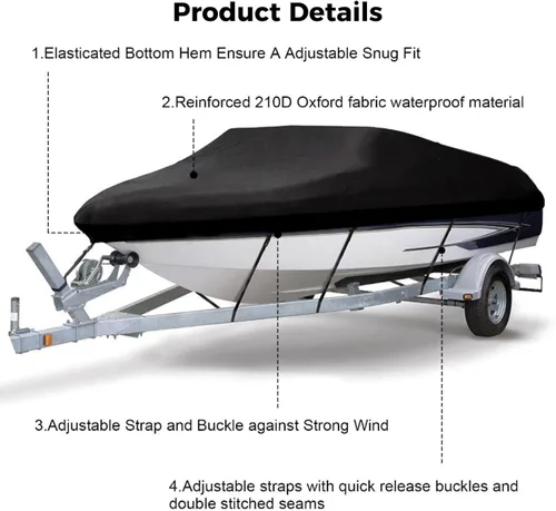 Vista 3 de Cubierta para lancha 210D, resistente al agua, para lancha remolcable para casco V, TRI-Hull, lancha Runabard, lanchas de bajo estilo profesional