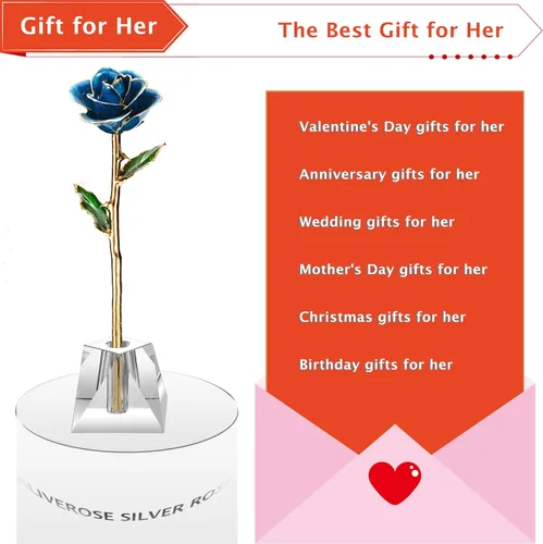 Vista 5 de Rosa de oro de 24 quilates bañada en oro de 24 quilates, regalo para ella, rosa de tallo largo hecha de rosa de oro real para aniversario, San