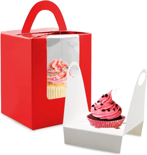 Vista 9 de Cajas para magdalenas, 30 cajas individuales para cupcakes, recipientes individuales para magdalenas, soportes para cupcakes, contenedores