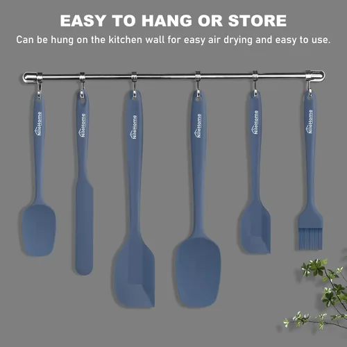 Vista 5 de NileHome Juego de espátulas de silicona, 6 paquetes de utensilios de cocina de grado alimenticio con cepillo de silicona, resistente al calor, apto