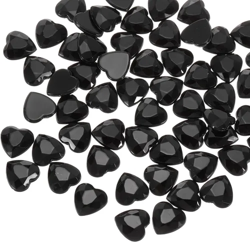 MECCANIXITY 40 piezas de cuentas de acrílico con forma de corazón, 12 mm, con parte trasera plana, gemas de plástico para joyería, pegatinas para