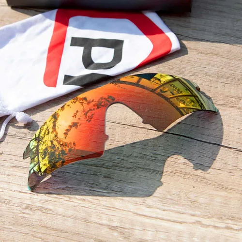 Vista 3 de Walleva Lentes de repuesto para gafas de sol Oakley M Frame Sweep Múltiples opciones disponibles (rojo fuego - polarizadas Mr. Shield)
