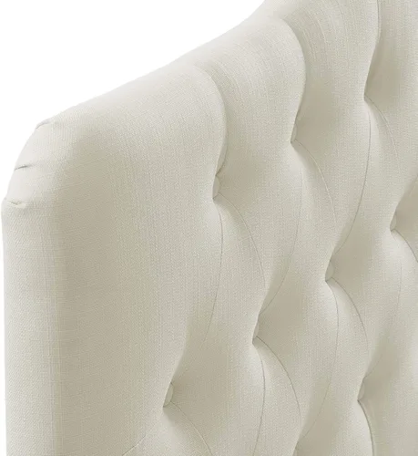 Vista 7 de Modway Annabel - Cabecero capitoneado con botones de tela de lino tapizado, tamaño Queen, color marfil