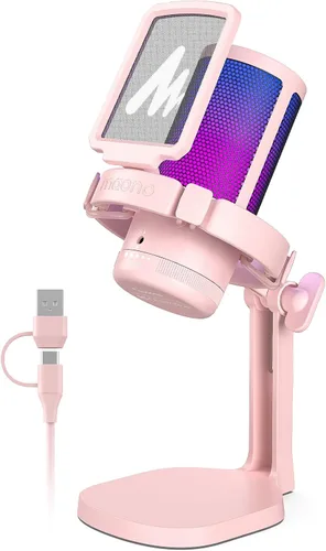 Vista 12 de MAONO USB Gaming Microphone for PC, Noise Cancellation Condenser Mic with RGB Lights, Mute, Gain for Streaming, Recording, Podcast, Chat, Twitch