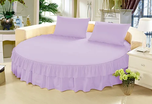 Vista 6 de Falda de cama – 1 pieza sólida de 12 pulgadas a medida con doble volante, para cama redonda, algodón puro de 800 hilos