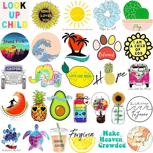 Vista 2 de 200 unidades de calcomanías cristianas inspiradoras para tablero de visión, botellas de agua, laptop, vinilo impermeable con versículos bíblicos