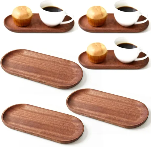 Vista 7 de Platos de madera maciza y bandejas de madera natural con borde, rectangulares para evitar deslizamientos y derrames de alimentos