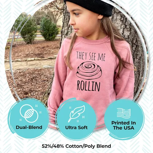 Vista 2 de Sudadera unisex de manga larga para niños, sudadera gráfica unisex, camisas con refranes, gris jaspeado o malva