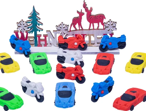 Mini Erasers for Kids Bulk Desk Pets for Kids Classroom Car Erasers - 14 Pcs Vehicle Motorbike Mix Fun erasers for Students Bulk Valentines Party