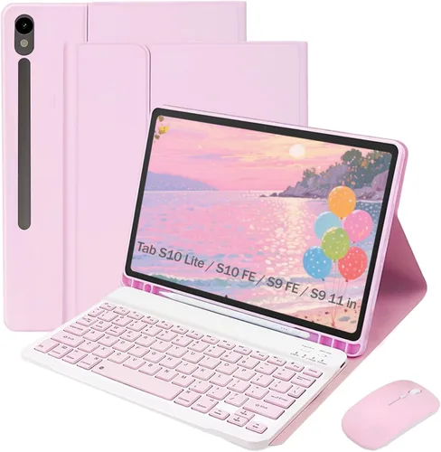 Vista 11 de Funda de teclado para Samsung Galaxy Tab S10 Lite / S10 FE / S9 FE / S9 10.9-11 pulgadas - Ratón y teclado desmontable, funda protectora delgada