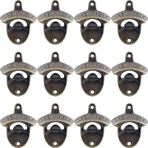 Vista 32 de Abrebotellas montado en la pared, bronce antiguo, abrebotellas de cerveza retro, montaje para poste, barbacoa, KTV, cocina