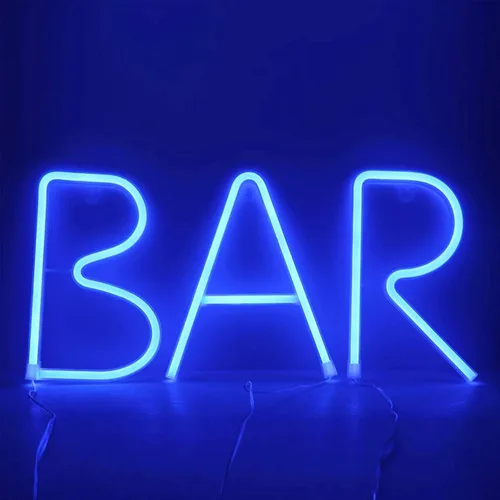 Vista 8 de Letras de neón azules, letreros LED que funcionan con pilas, luces LED del alfabeto, letrero de marquesina, letras decorativas de marquesina, luces