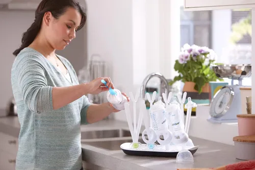 Vista 9 de Philips AVENT Cepillo para biberón y tetina de bebé, gris, SCF145/18
