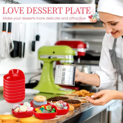 Vista 7 de Zopeal 16 platos de cerámica en forma de corazón para el día de San Valentín, platos de cerámica con salsa de amor rojo, plato lateral multiusos