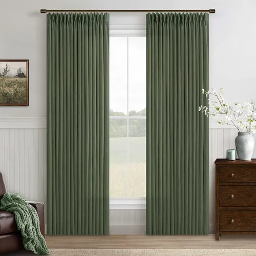 Vista 13 de TWODRAPES Cortinas de Lino Plisadas con Pinza Beige Blancas de 54 Pulgadas de Largo 2 Paneles para Comedor Cocina Dormitorio Plisadas Semi