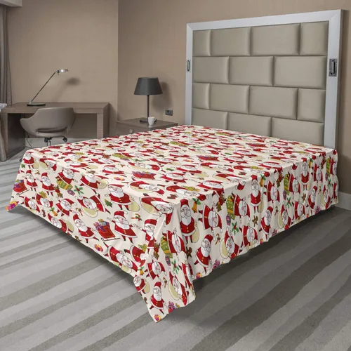 Vista 63 de Ambesonne Sábana encimera floral, patrón rítmico de ramas de bayas de Navidad, suave y cómoda, ropa de cama decorativa de 1 pieza, tamaño Verde