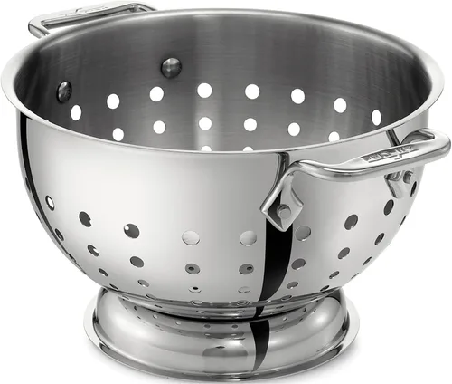 All-Clad Herramientas y accesorios Colador de acero inoxidable de 5 cuartos de galón, colador de pasta con asa, ollas y sartenes plateado