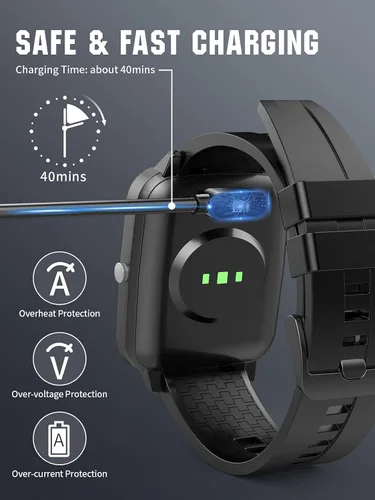 Vista 4 de TiMOVO Cargador de reloj inteligente de 3.3 pies compatible con YAMAY Letsfit VeryFitPro, cable de carga magnético USB para reloj inteligente Negro