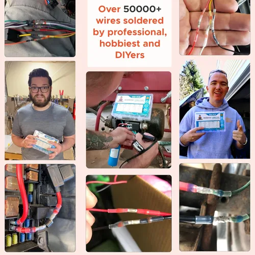 Vista 7 de Kit de conectores de alambre de sellado de soldadura impermeable, conectores de cable termorretráctiles con aislamiento eléctrico con 4 calibres