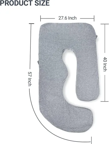 Vista 3 de Momcozy Funda de almohada de embarazo en forma de U, funda de almohada grande de 57 pulgadas, extraíble, suave y lavable a máquina, funda