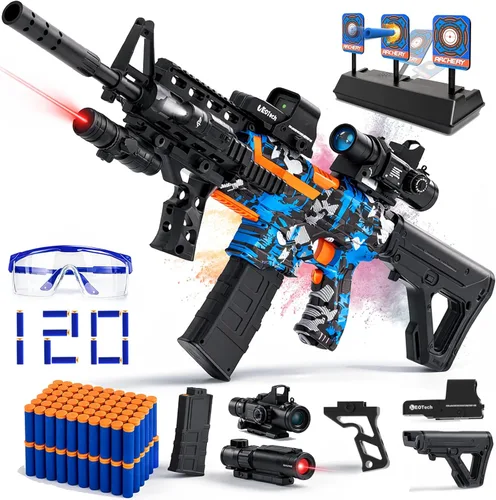 Vista 10 de Pistola de juguete automática de espuma de francotirador con alcance, pistola de juguete eléctrica con 120 dardos de espuma para pistolas, IR