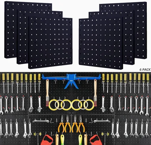 Vista 8 de 8 piezas de paneles organizadores de pared con tablero de clavijas, tablero de clavijas blanco para montar en la pared para sala de manualidades
