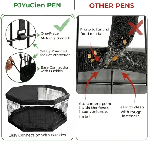 Vista 4 de PJYuCien Corralito para perros con cubierta superior y almohadilla inferior, bolígrafo de ejercicio plegable de metal, 8 paneles de 24 pulgadas